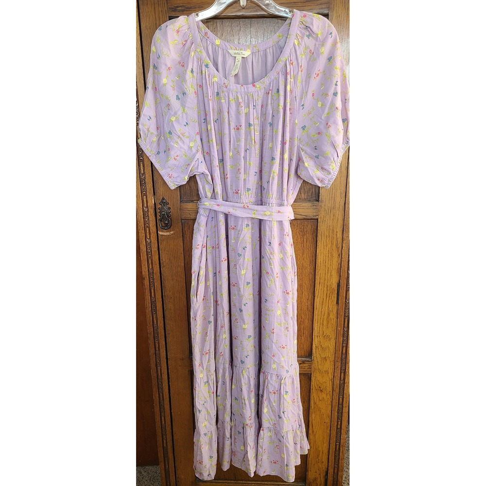 Matilda Jane Floral Maxi Dress Lavender Purple Tiered Rayon Size XL 33665D